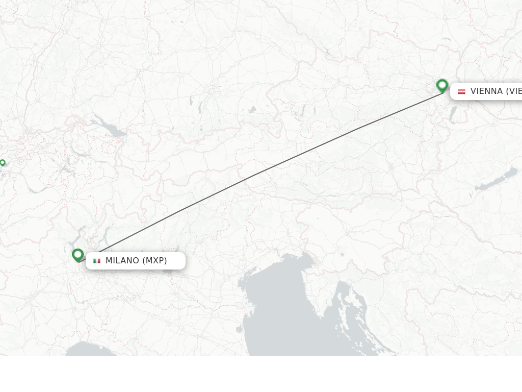 Flights from Milan to Vienna route map