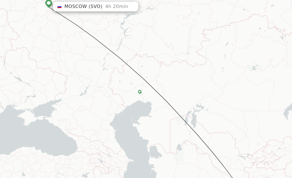 Flights from Mazar-I-Sharif to Moscow route map