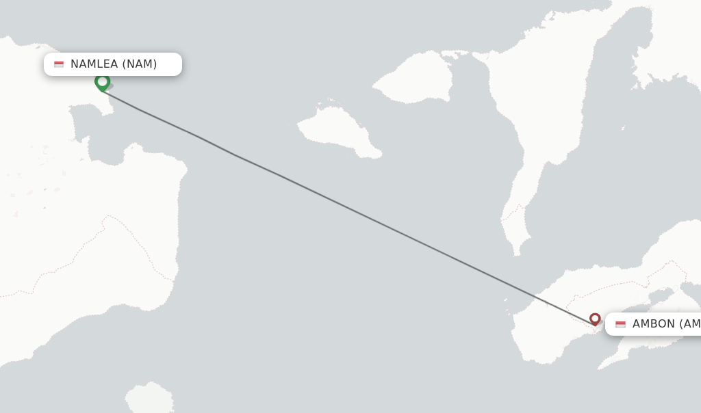 Flights from Ambon to Namlea route map