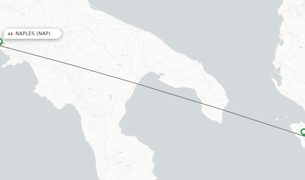 Flights from Naples to Kerkyra route map