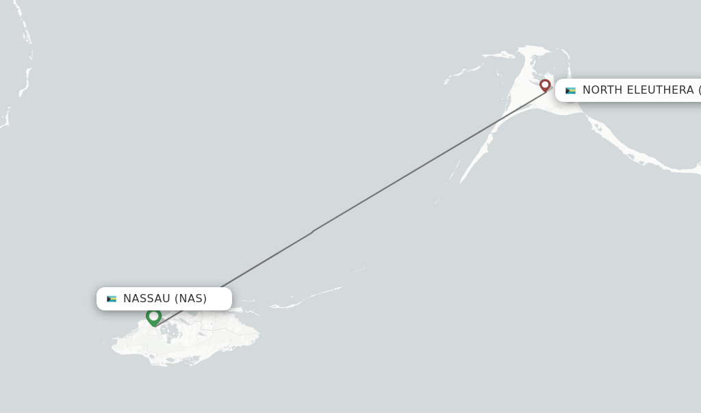 Flights from Nassau to North Eleuthera route map