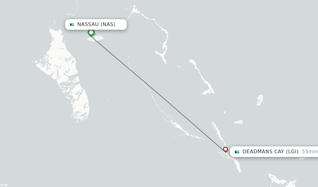 Flights from Nassau to Deadmans Cay route map