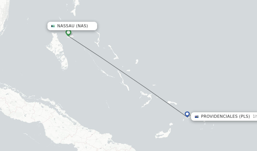 Flights from Nassau to Providenciales route map