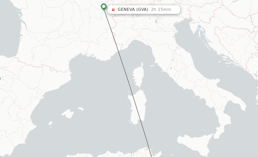 Flights from Enfidha to Geneva route map