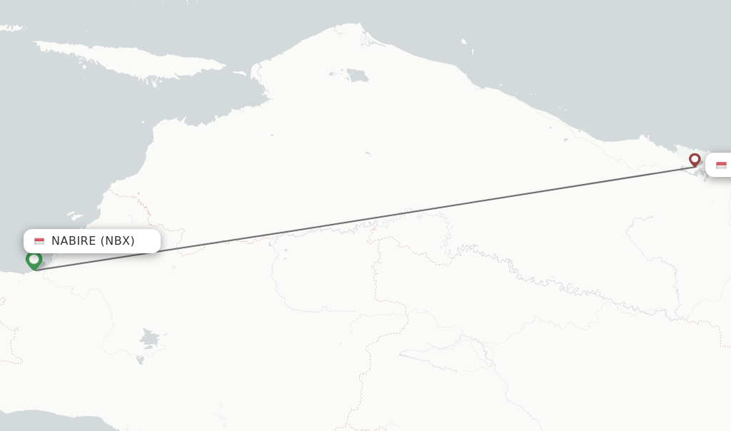 Flights from Nabire to Jayapura route map