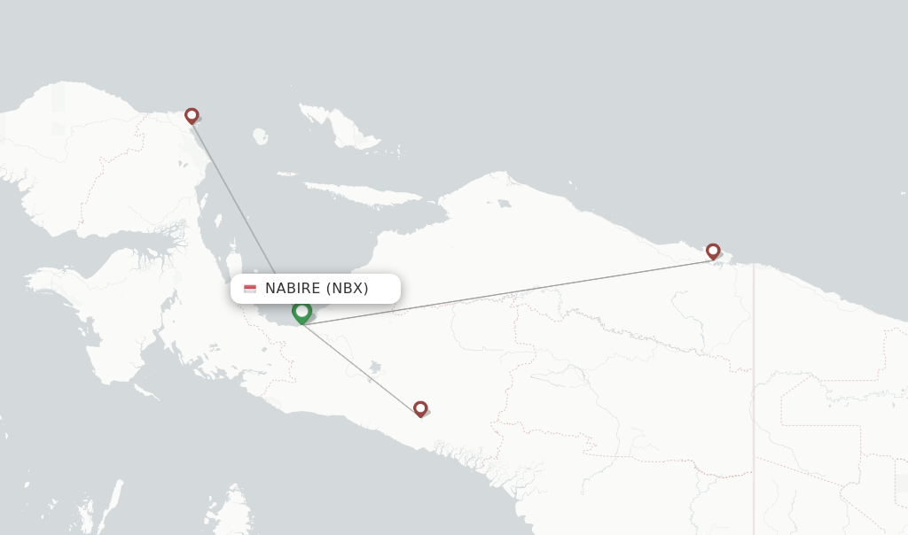 Flights from Nabire to Manokwari route map