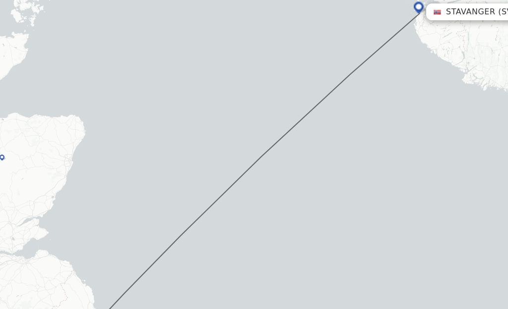 Flights from Newcastle to Stavanger route map