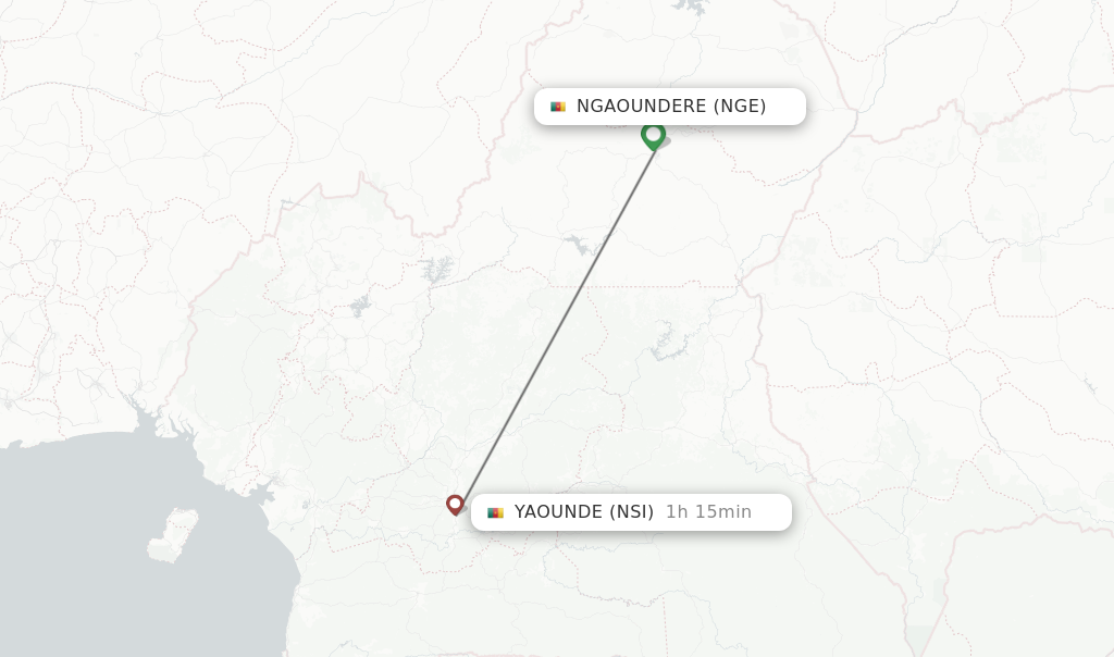 Flights from Ngaoundere to Yaounde route map