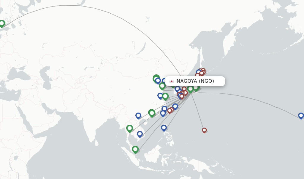 Nagoya flight map