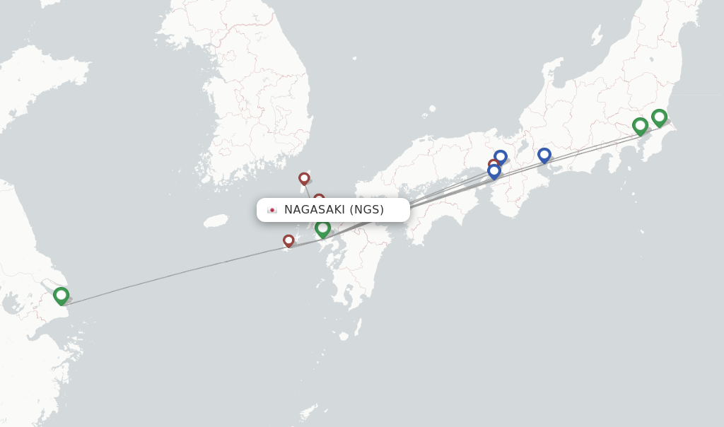 Nagasaki flight map