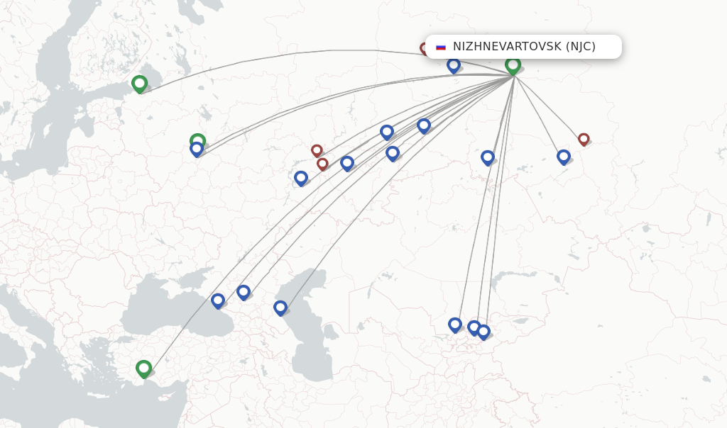 Nizhnevartovsk flight map