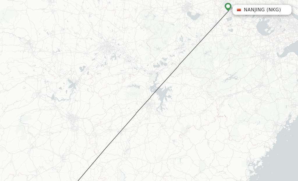 Flights from Nanjing to Chenzhou route map