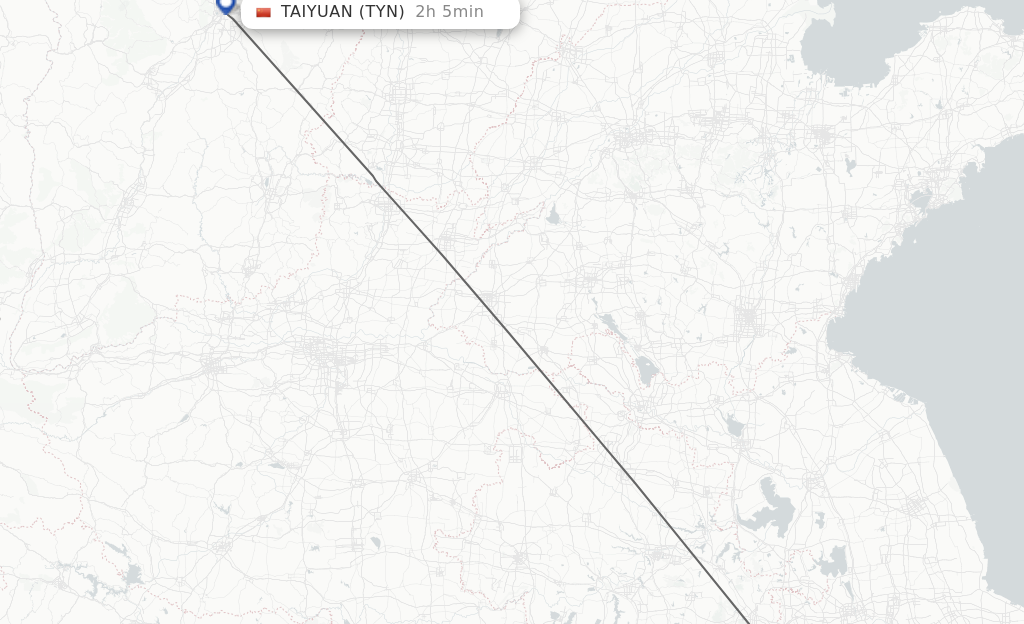 Flights from Nanjing to Taiyuan route map