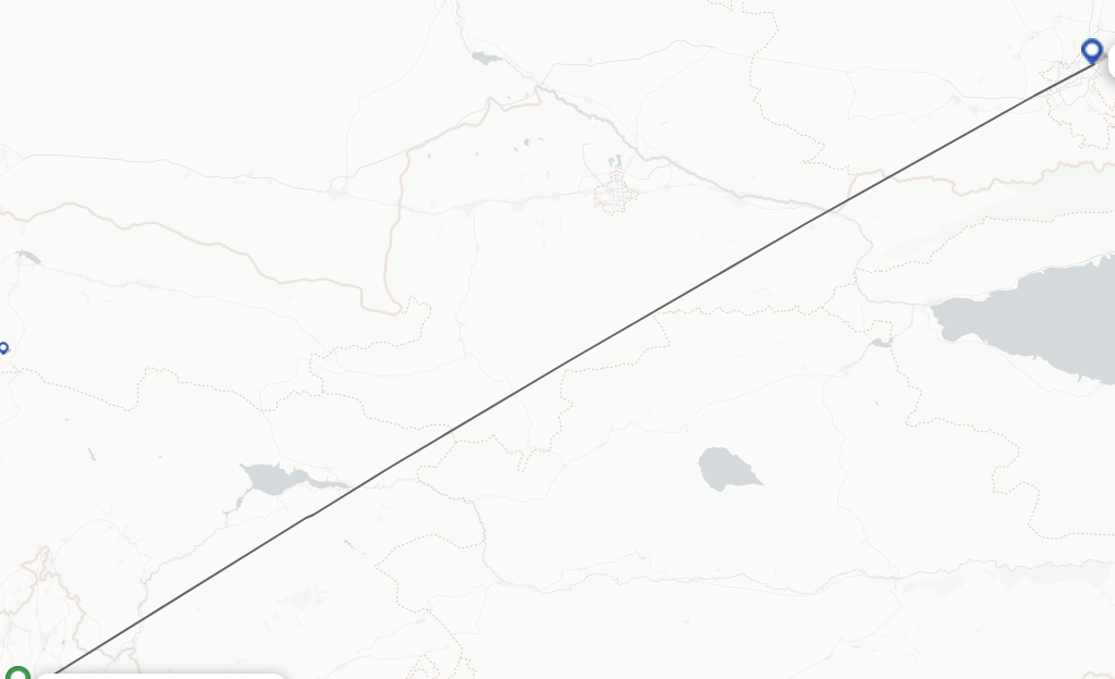 Flights from Namangan to Almaty route map