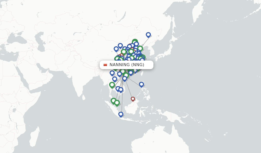 Nanning flight map