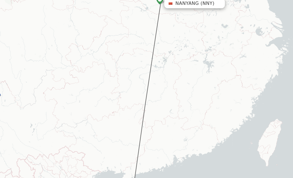 Flights from Nanyang to Haikou route map