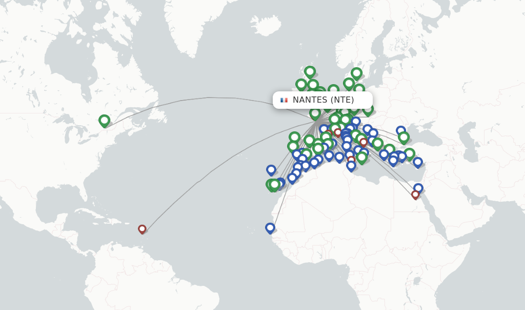Nantes flight map