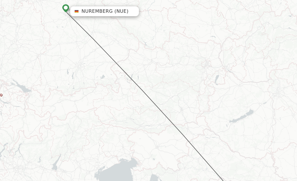 Flights from Nuremberg to Banja Luka route map