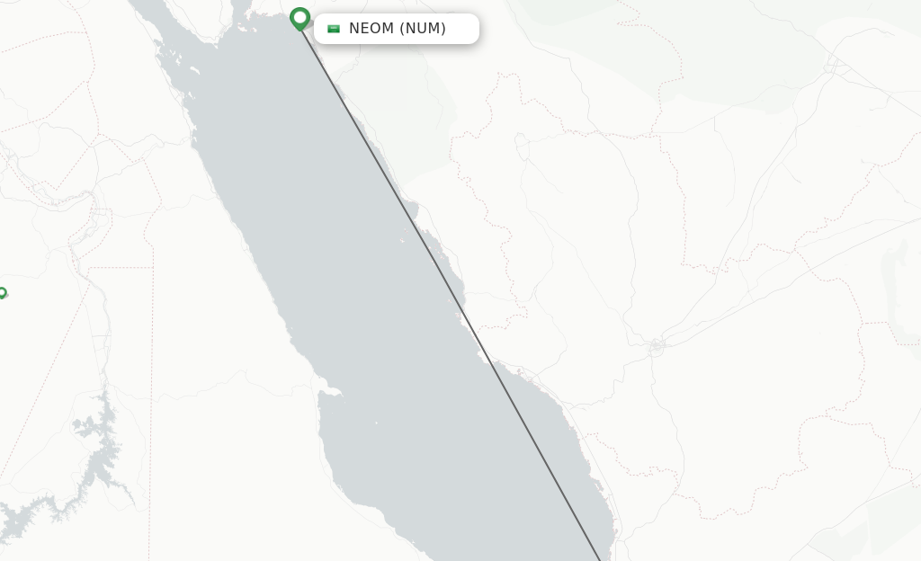 Flights from Neom Bay to Jeddah route map