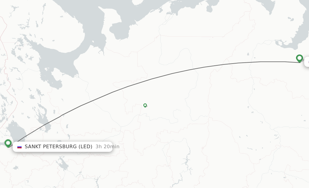 Flights from Nadym to Saint Petersburg route map