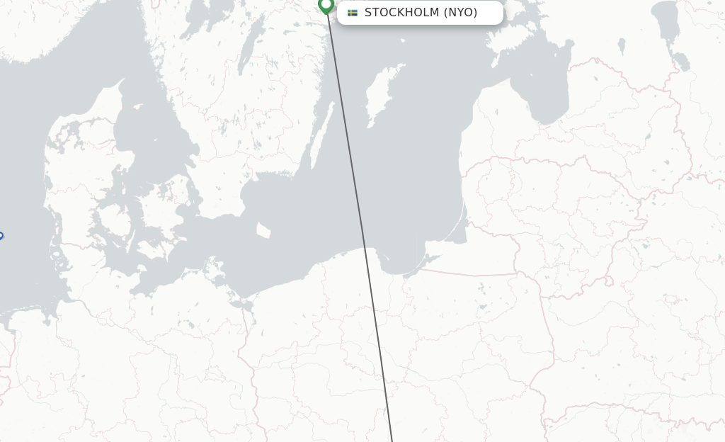 Flights from Stockholm to Katowice route map
