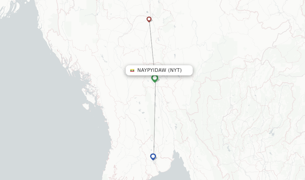 Naypyidaw flight map