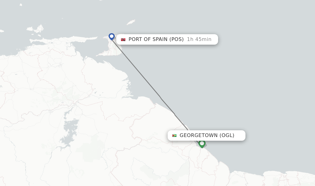 Flights from Georgetown to Port Of Spain route map
