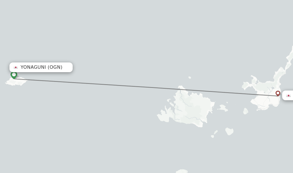 Flights from Yonaguni to Ishigaki route map