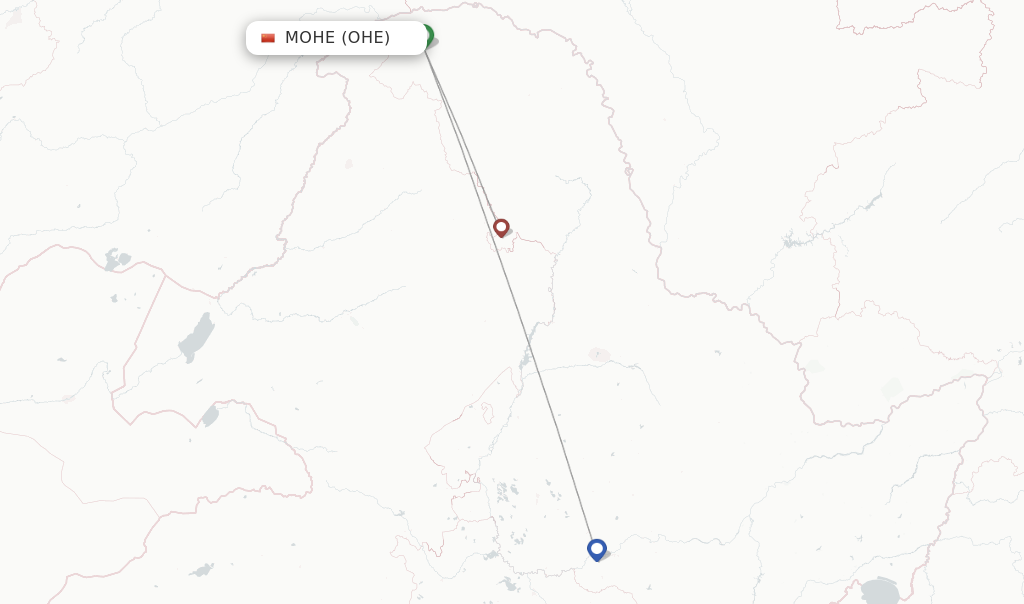 Flights from Mohe to Fuyuan County route map