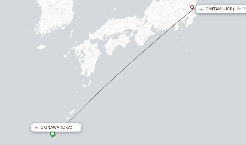 Flights from Okinawa to Omitami route map