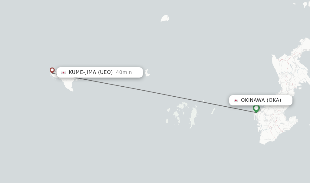 Flights from Okinawa to Kume-jima route map