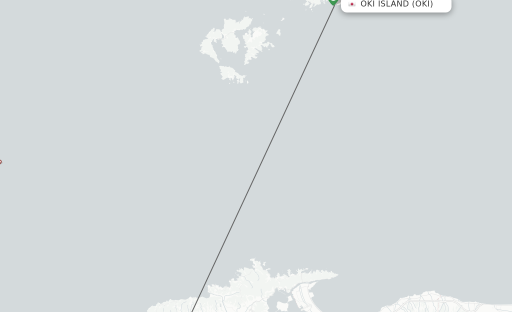 Flights from Oki Island to Izumo route map