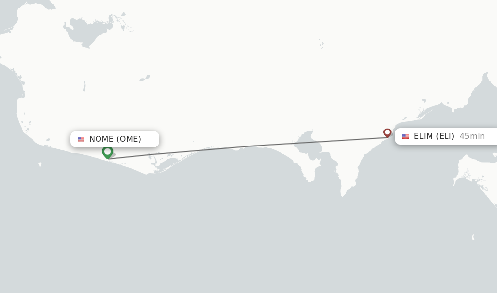 Flights from Nome to Elim route map