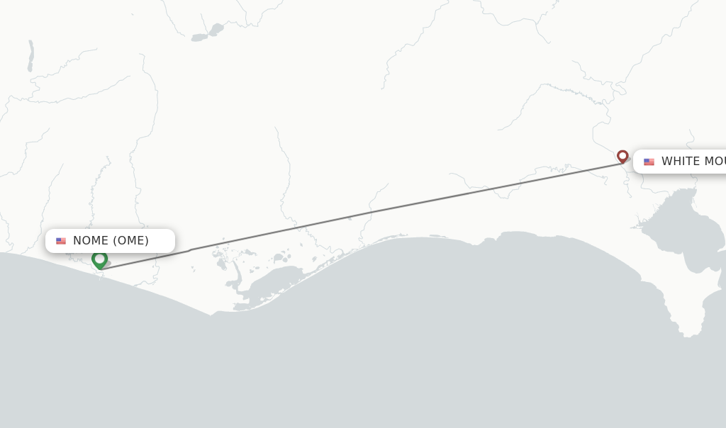 Flights from Nome to White Mountain route map