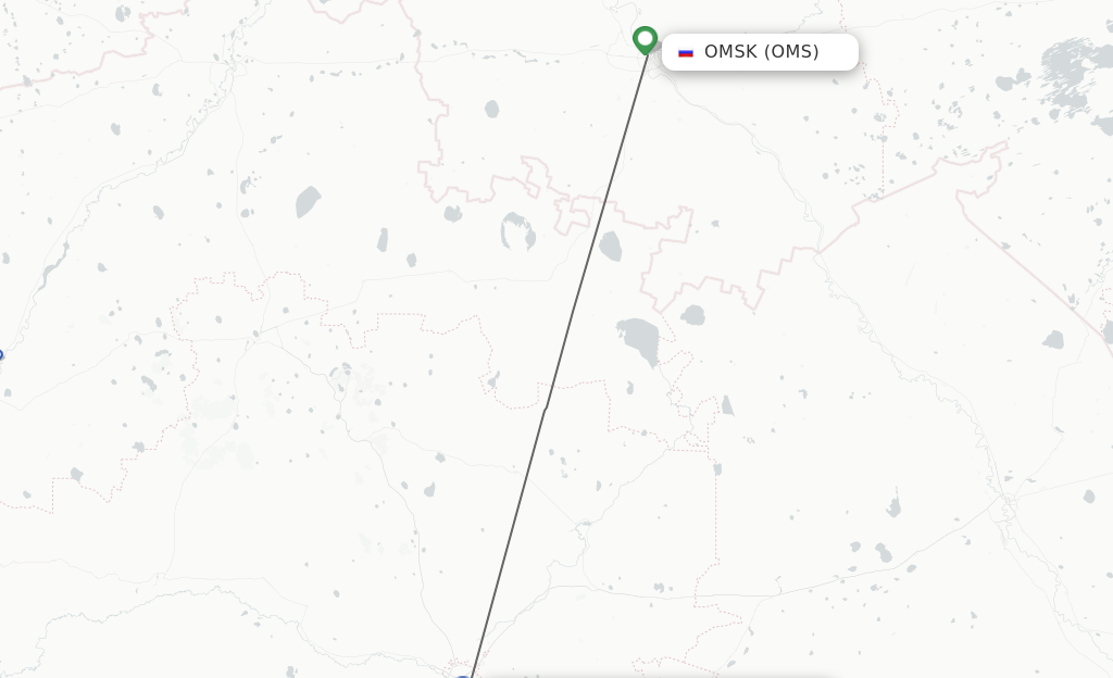 Flights from Omsk to Astana route map