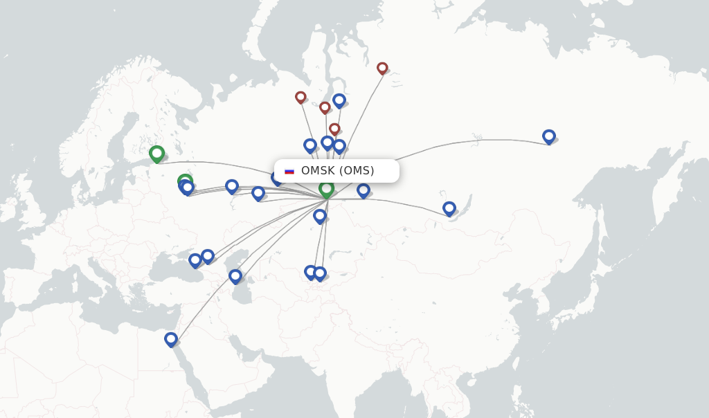 Flights from Omsk to Antalya route map