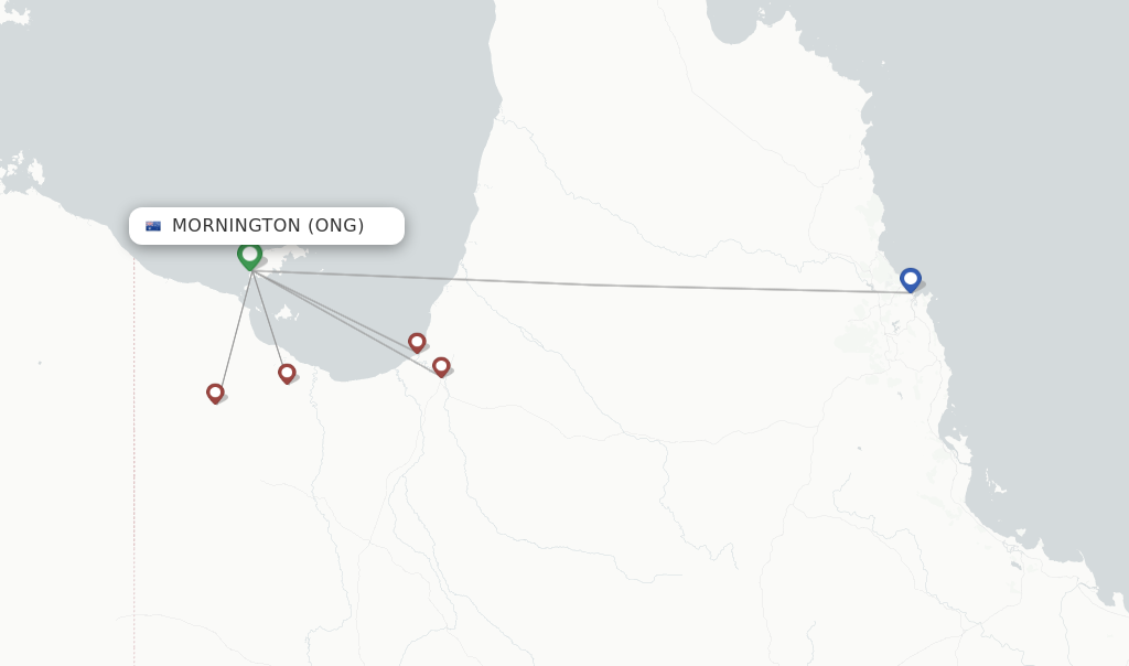 Route map with flights from Mornington with Rex