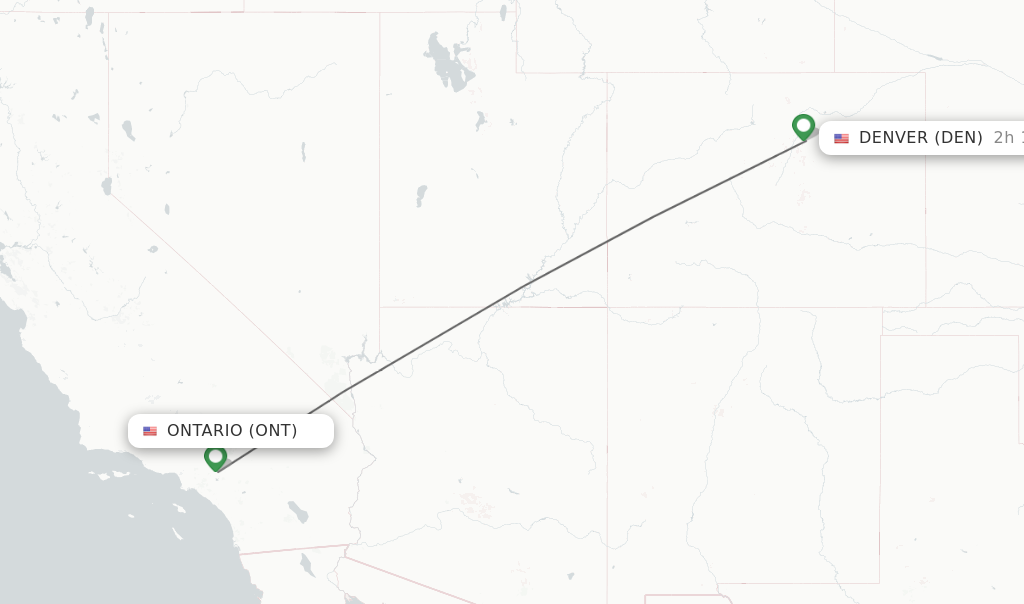 Flights from Ontario to Denver route map