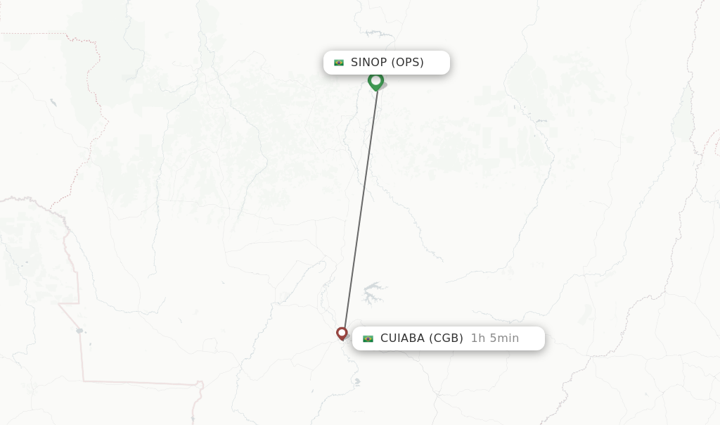 Flights from Sinop to Cuiaba route map