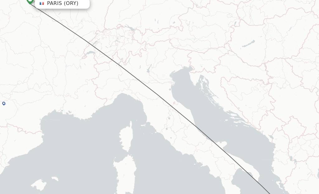 Flights from Paris to Kefallinia route map