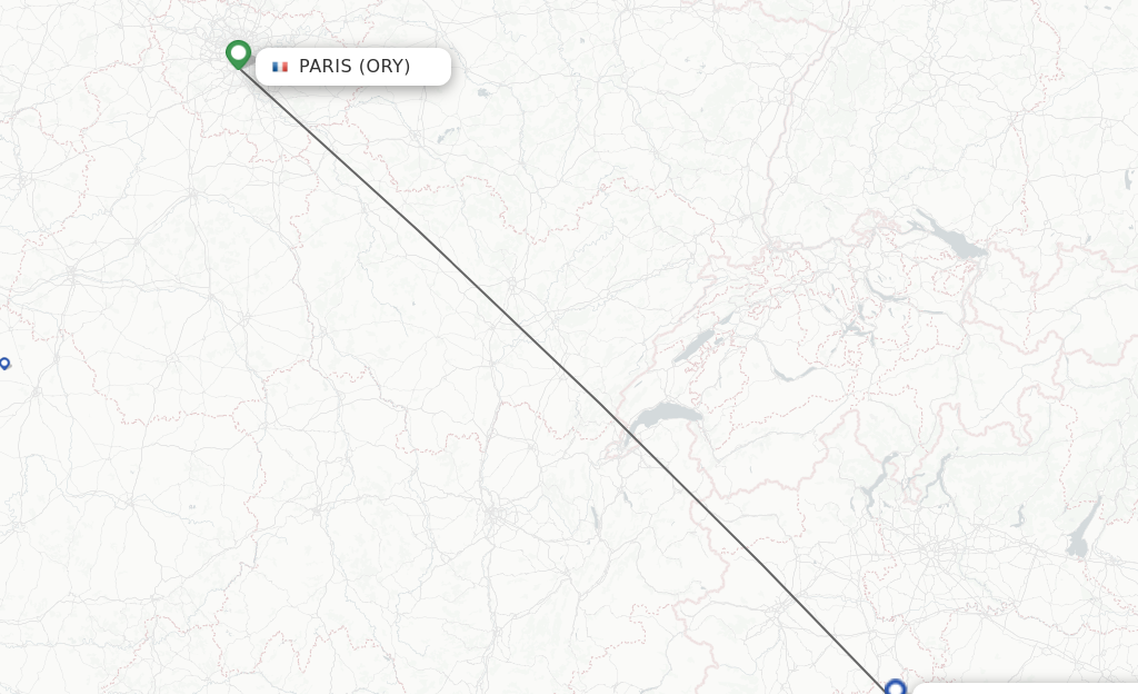 Flights from Paris to Genoa route map