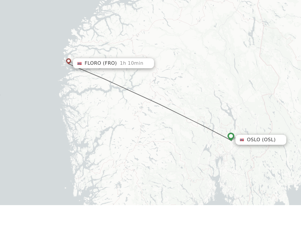 Flights from Oslo to Floro route map