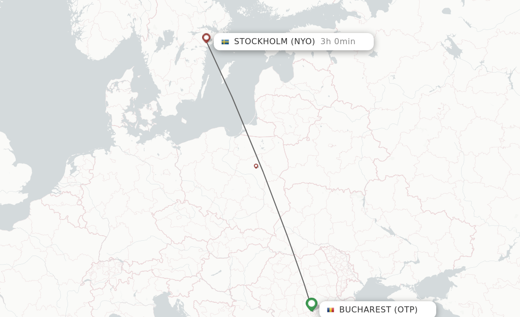 Flights from Bucharest to Stockholm route map