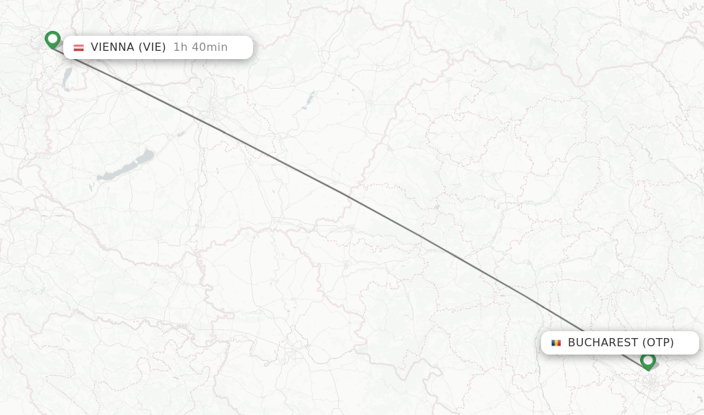 Flights from Bucharest to Vienna route map