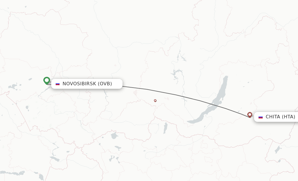 Flights from Novosibirsk to Chita route map