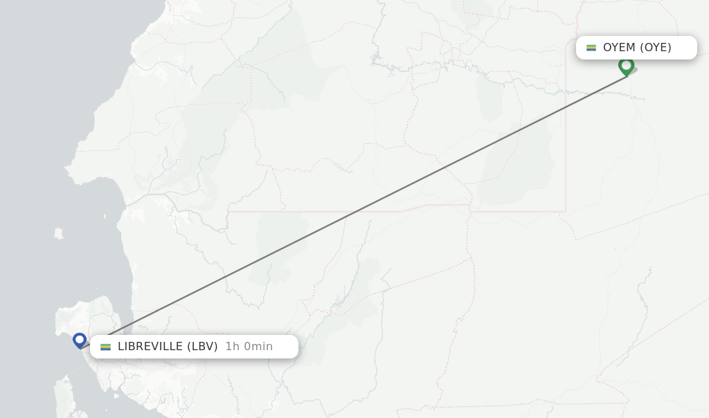 Flights from Libreville to Oyem route map