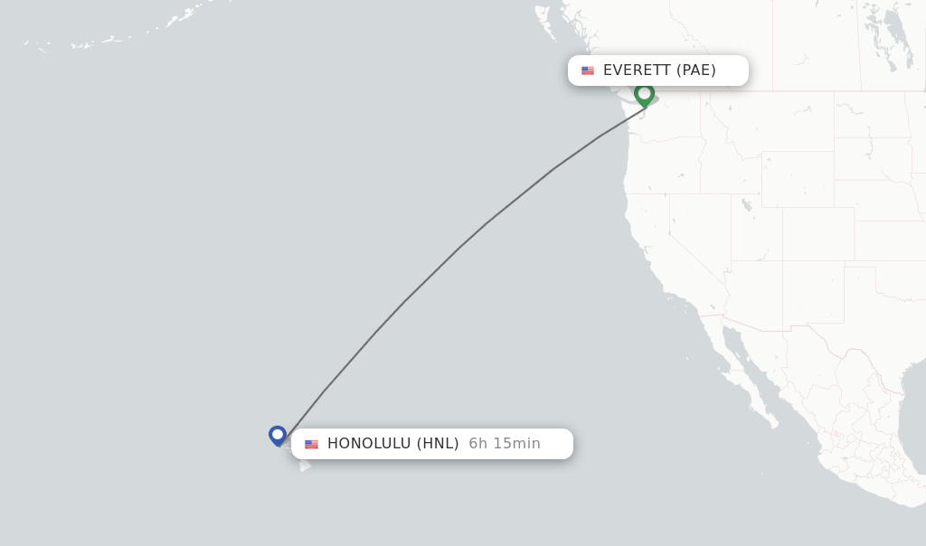 Flights from Honolulu to Everett route map