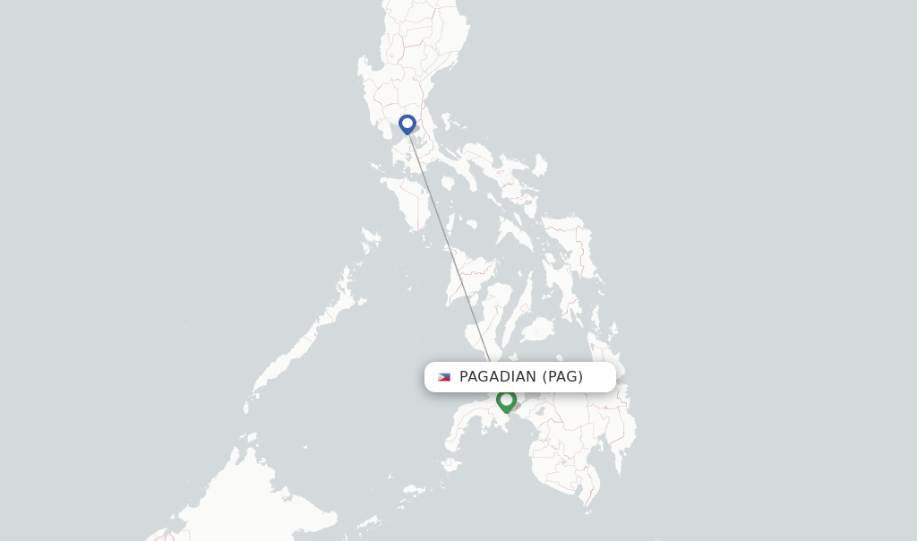 Route map with flights from Pagadian with Cebu Pacific