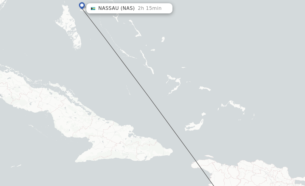 Flights from Port-au-Prince to Nassau route map