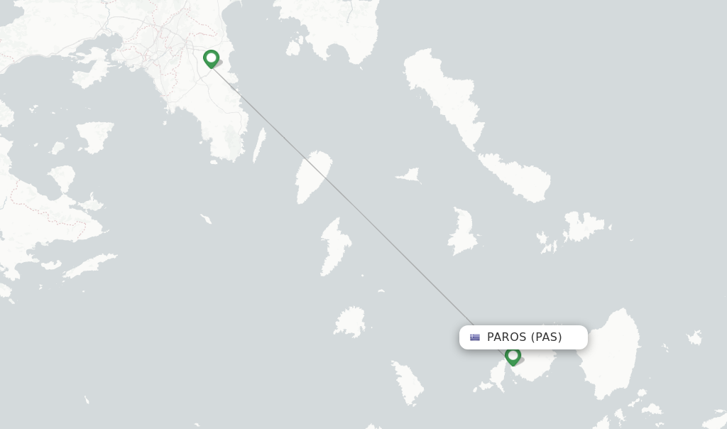 Route map with flights from Paros with Olympic Air